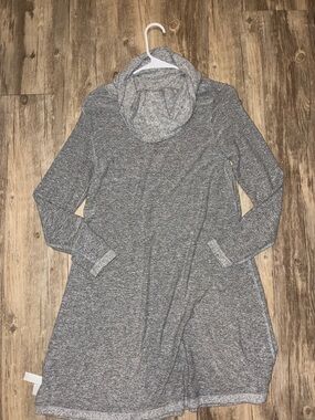 LOFT Gray Marled Cowl Neck Sweater Dress